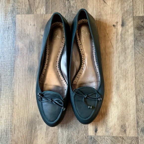 Brooks Brothers Classic Made In Italy Hunter Green Leather Flat w tassel Size 10 - Picture 2 of 7